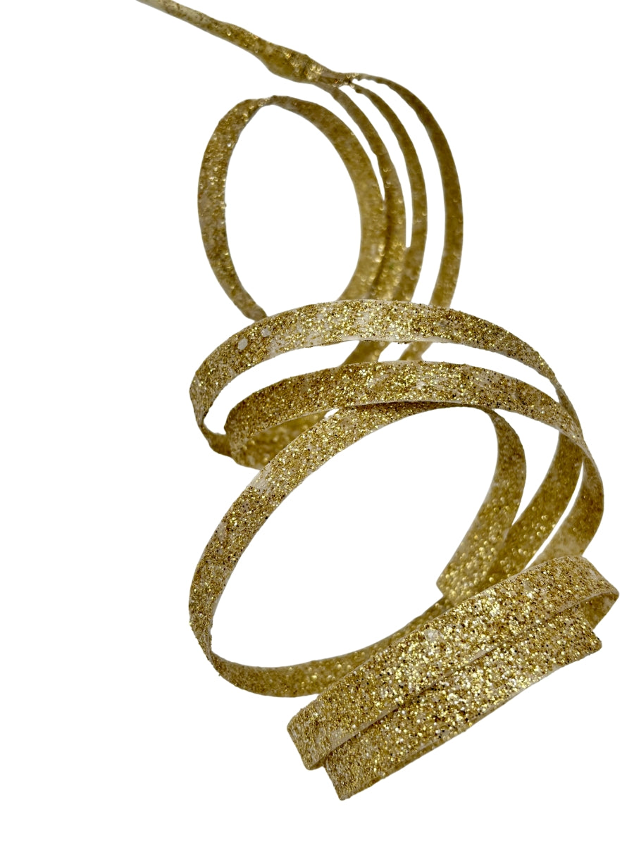 Glitter Spiral Ribbon Spray Ivory 25''